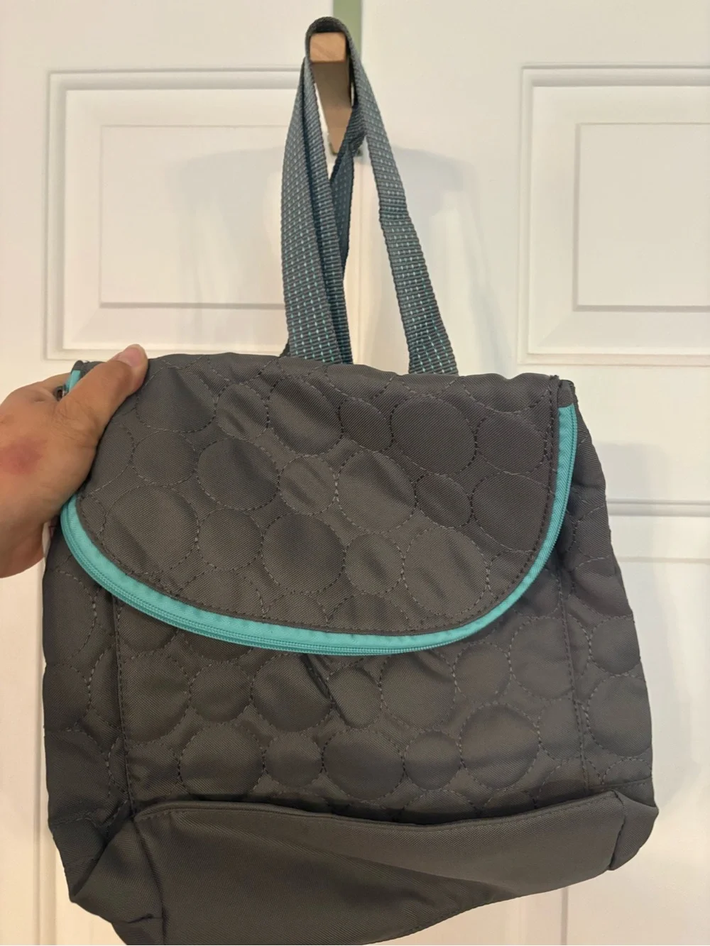 Thirty-one Quilted Gray Tote with Teal Trim - Women Bags
